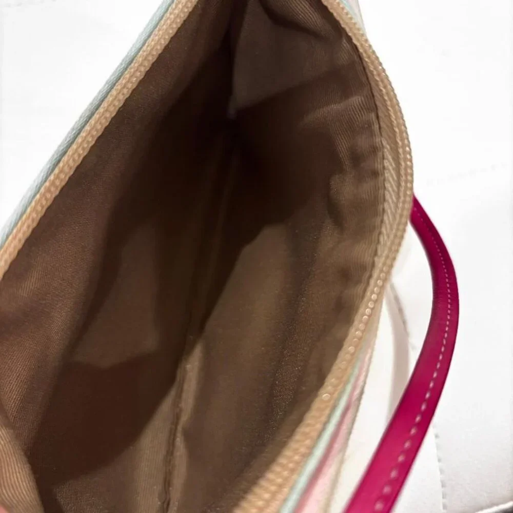 Y2K Vintage Coach Soho Hamptons Legacy Pastel Stripe Buckle Wristlet Pink Strap - Picture 7 of 7
